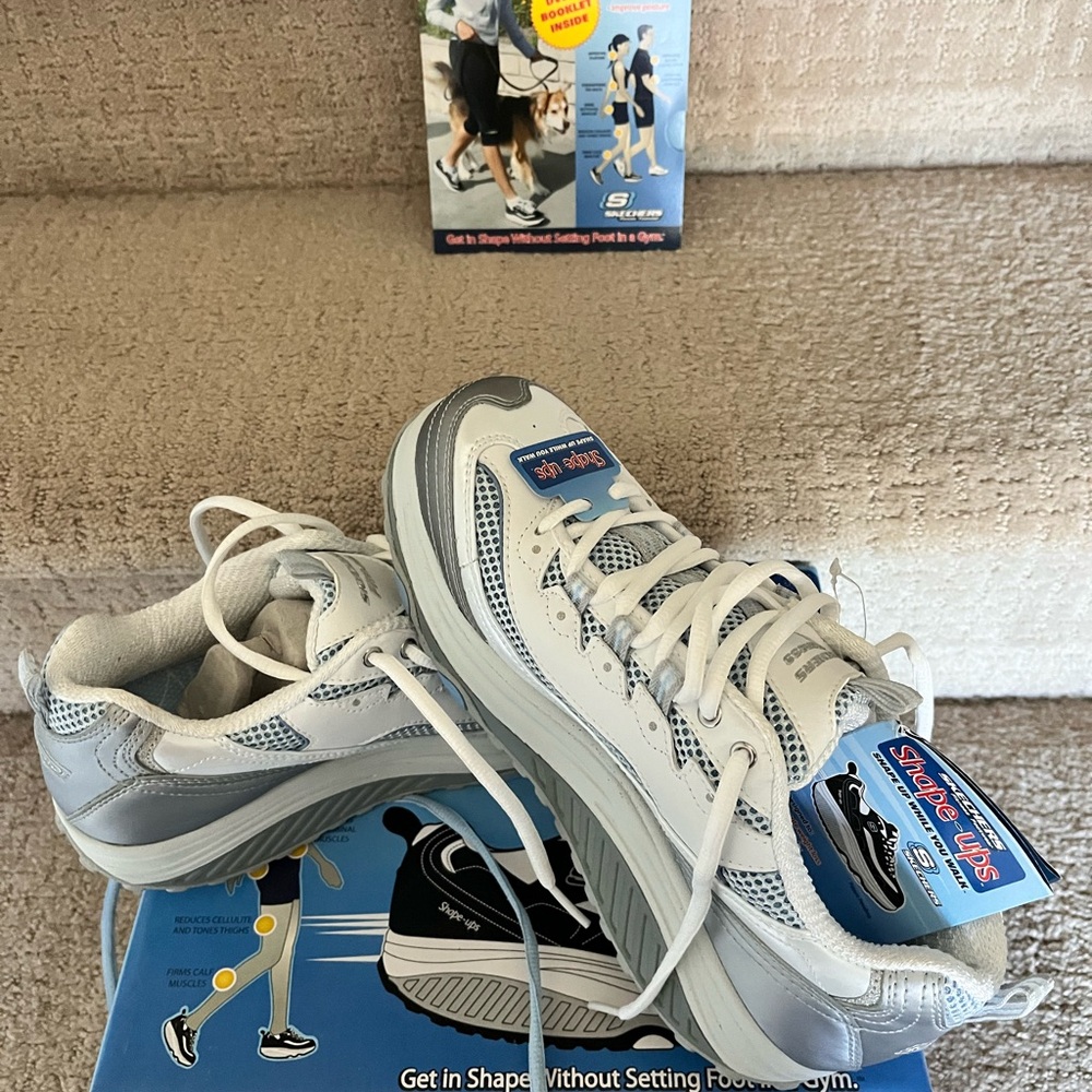 Skechers Black and White Shape-Ups Fitness Shoes